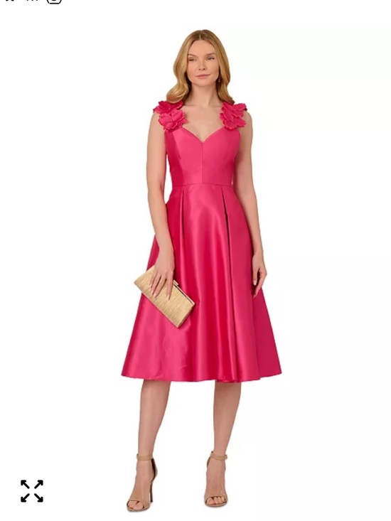 Adrianna Papell Dresses & Skirts - Adrianna Papell Hot Pink Floral Appliqué Dress Size 12